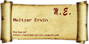 Meltzer Ervin névjegykártya